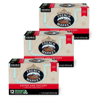 French Market Coffee, Single Serve K-Cups, Medium Dark Roast Coffee and Chicory, 4.9oz Box (Pack of 3) Packaging may vary