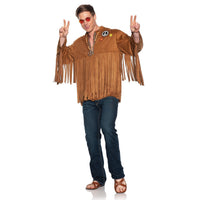 UNDERWRAPS 70s Mens Hippie Shirt - Fringe Hippie Shirt 70s Outfits for Men, Retro Costume Shirts Theme Parties, Halloween Costumes (70s Hippie, One Size 42-44)