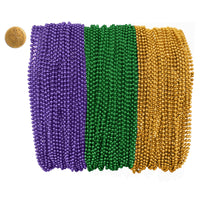 Mardi Gras Beads 33 inch 7mm, 12 Dozen, 144 Necklaces with Doubloon- Bulk Party Favors