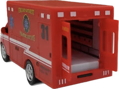 KiNSMART Rescue Team Ambulance 5 Inch Die Cast Metal Cabin with Pullback Action