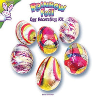 Rainbow Foil Easter Egg Decorating Kit by Easter Unlimited – 12 Colorful Foil Sheets & 12 Shimmering Egg Stands for a Mess-Free, Creative Easter Activity