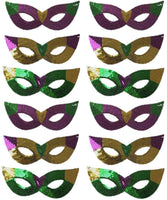 Purple, Green and Gold Sequin Mardi Gras Masks- Bulk Supply for Parties, Balls, and Parades!