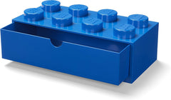 Room Copenhagen Lego Storage Brick 8 Desk Drawer, 8-Stud Stackable Tabletop Storage Box, 12.4 x 6.2 x 4.4 in, Bright Blue