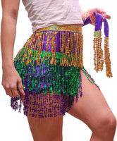 Mardi Gras Outfit for Women Sequin Skirt, Purple Green & Gold Sequin Skirt