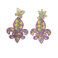 The Mardi Gras Krewe Mardi Gras Earrings, Fleur-de-lis Dangle Earrings for Women, Mardi Gras Essentials Accessories