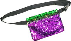 Mardi Gras Krewe Mardi Gras Accessories Sequin Purse Fanny Bag, Everywhere Belt Bag, Sequin Clutch Purse, Great Addition to Mardi Gras Outfit, Mardi Gras Lovers 9x6.75 Inches