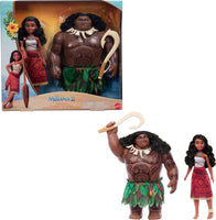 Mattel Disney Moana 2 Voyager 2 Doll Set, Moana & Maui Fashion Dolls in Removable Outfits with 4 Accessories, Inspired by The Movie