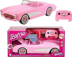 Hot Wheels Barbie RC Corvette from Barbie The Movie, Full-Function Remote-Control Toy Car Holds 2 Barbie Dolls