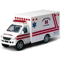 KiNSMART Rescue Team Ambulance 5 Inch Die Cast Metal Cabin with Pullback Action