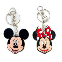 Disney Mickey Mouse and Minnie Mouse Two Sided Colored Pewter Keychains Bundle, 2 inches each