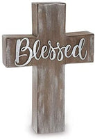 burton+BURTON Distressed Wood Cross with Tin Blessed Message