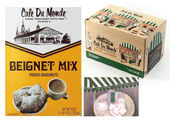 Cafe Du Monde Coffee and Chicory Single-Serve Pods,12 Count, Bundled with Cafe Du Monde Beignet Mix, 28 oz box, and a Cafe Du Monde 5 x 7 print