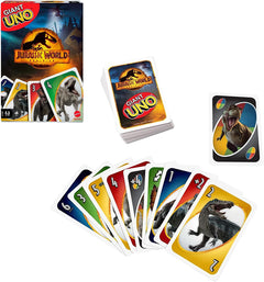 Giant UNO Jurassic World Dominion Card Game with Oversized Movie-Themed Cards, 2 to 10 Players, Gift and Collectible for Dinosaur Fans