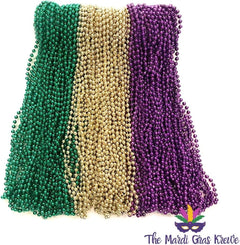 Purple, Green and Gold Mardi Gras Beads 33 inch 7mm, 6 Dozen, 72 Necklaces