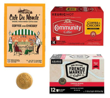 Cafe Du Monde Coffee, Community and French Market- New Orleans Coffee and Chicory Pod Sampler Bundle Includes 12 count boxes of each brand (36 Single Serve Pods)