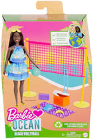 Barbie Loves The Ocean Beach-Themed Playset, with Volleyball Net & Accessories, Made from Recycled Plastics, Gift for 3 to 7 Year Olds