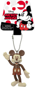 Disney Retro Mickey Mouse Bendable Key Chain (Brown) Key Accessory, Multi-Colored, 3"